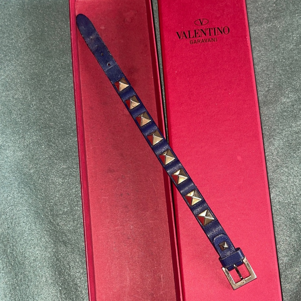 Valentino Garavani Blue Bracelet with Gold Studs